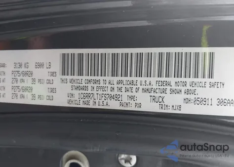 2015 Ram 1500 Big Horn from USA, damaged, VIN 1C6RR7LT1FS704921